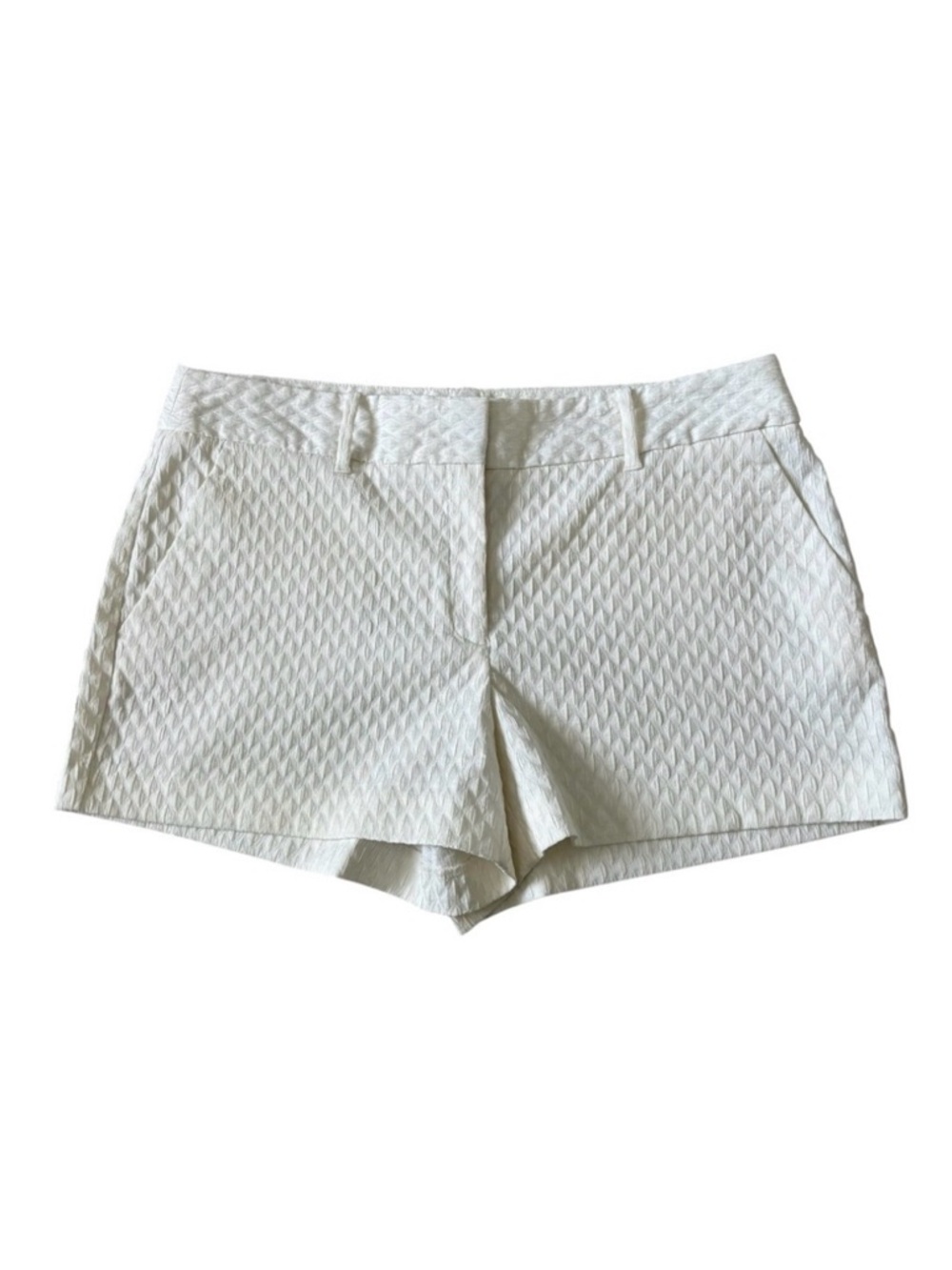 METAPHOR Off White Textured Trouser Shorts 12 Jacquard Preppy
